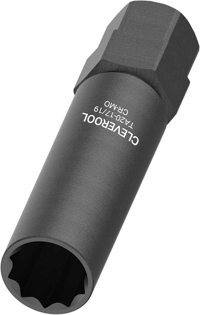 10 Spline Lug Nut Socket, Compatible with Bimecc 10-Spline Lug Nuts and Lug Bolts, Replacement for TA20-17/19, 10-Spline Lug Nut Key with 17MM and 19MM Hex Drive, CR-MO