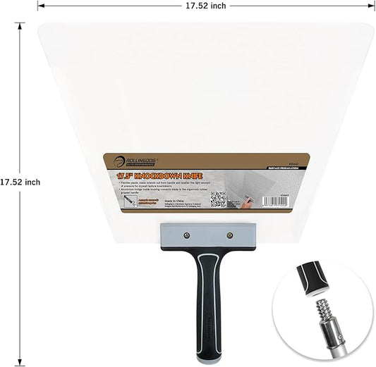 ROLLINGDOG 17.5 Inch Knockdown Knife - Threaded End Can be Attached to Extension Pole,Acrylic Plastic Blade,Ideal for Creating Knockdown Texture