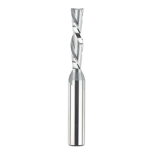 SpeTool Spiral Downcut Router Bits with 3/8 inch Cutting Diameter, 4 inch Extra Long HRC55 Solid Carbide CNC End Mill for Wood Small Cut, Carving