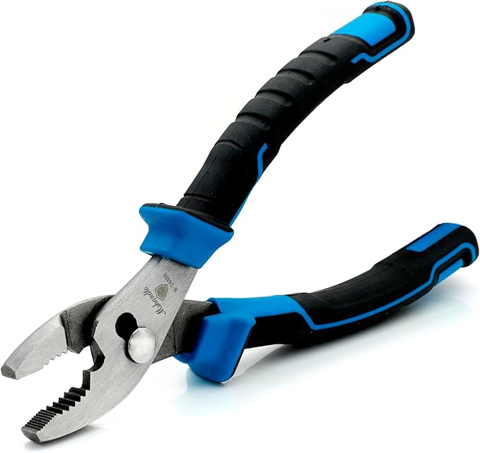 8" Adjustable Slip Joint Pliers, Heavy Duty Alloy Steel Plumbing Pliers with Serrated Jaws, Non-Slip TPR Handles, Groove Joint Pliers for Plumbing, Automotive, Home & DIY Repairs Hand Tools