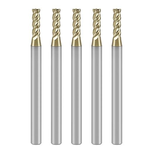 3/32" Carbide Square End Mill with ZrN Coating 4 Flute Unequal Helix Design Mill Bits Sets for Roughing and Finishing (5PCS)