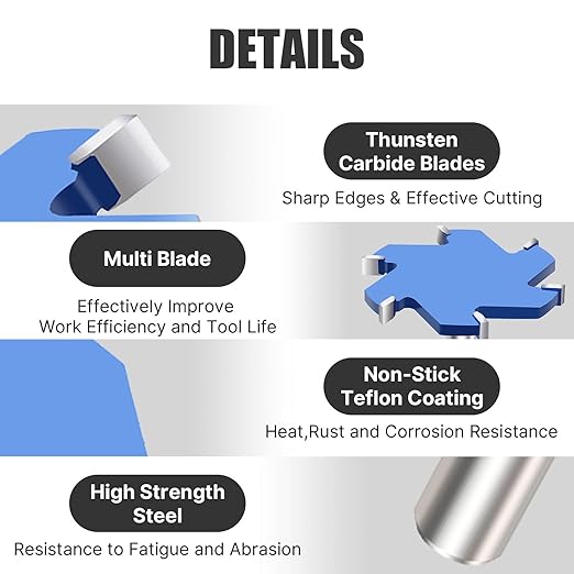 CNC Spoilboard Surfacing Router Bit, 1/2 Inch Shank Slab Flattening Router Bit, 6Wings Carbide Rabbet Slot Cutter for Woodworking, Wood Planing (2-9/16'' D, 5/16'' H)