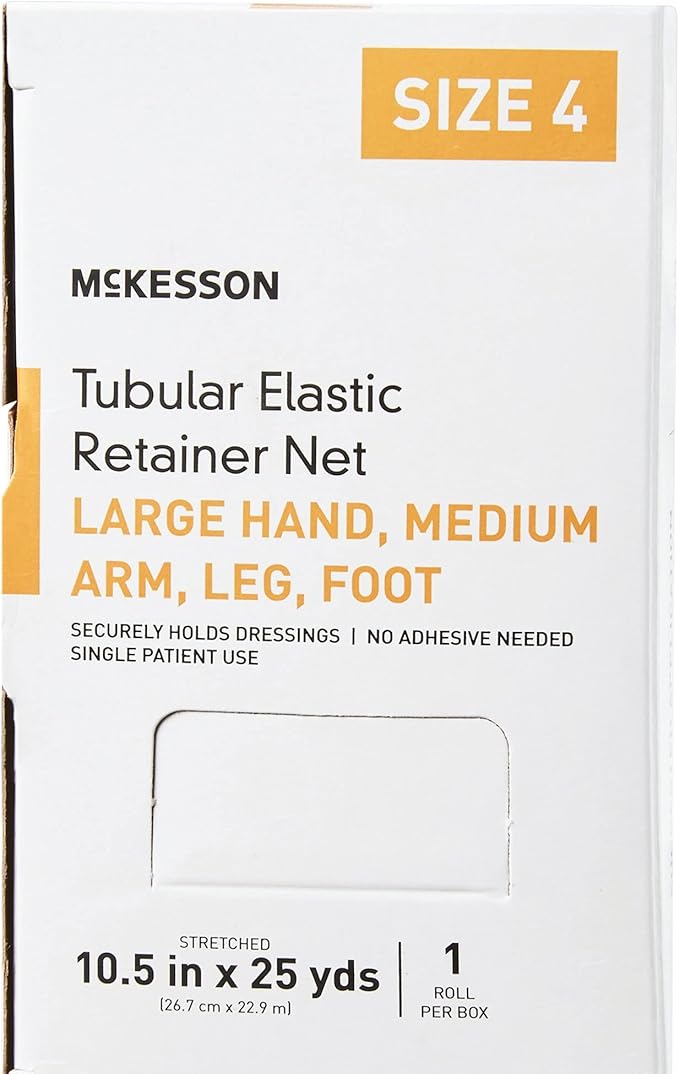 McKesson Tubular Elastic Retainer Net Dressing, Non-Sterile, Hand, Arm, Leg, Foot, Size 4, 10 1/2 in x 25 yd, 1 Count, 1 Pack