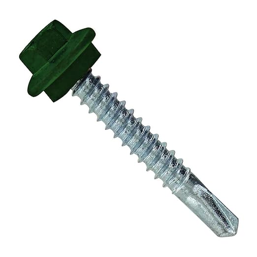Fasteners Plus ST Fastening Maxx SteelBinder Metal to Metal #12 X 1-1/2" Forest Green Screws with EPDM Rubber Washer, 250-Count - Designed for Roofing and Siding Panels