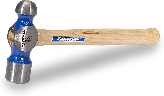 VAUGHAN Ball Pein Hammer, 48 oz, Hickory handle, American high carbon steel, TC848, VN16030