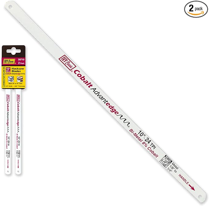 IVY Classic 28710 10" 24 TPI Bi-Metal Hacksaw Blades, Cuts Metal, 2-Pack