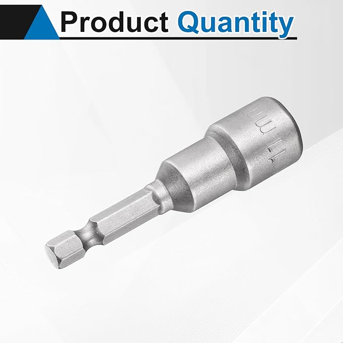 HARFINGTON Nut Driver Drill Bit 11mm Metric Socket 1/4" Hex Shank 2.56" (65mm) Long Magnetic 6-Point Sockets Quick Change CR-V Steel Bolt Setters for Power Drill Drivers