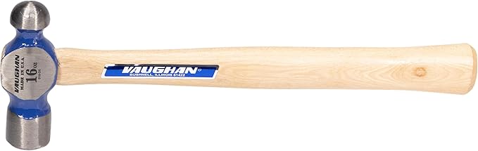 VAUGHAN Ball Pein Hammer, 16 oz, Hickory handle, American high carbon steel, TC016, VN15530