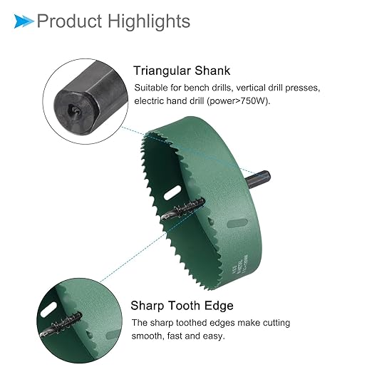 Bi-Metal Hole Saw, 130mm 5-8/64 Inch Dia Hole Saw, High Speed Steel Cutter - (Applications: for Wood Brass Zinc), 1-Pieces