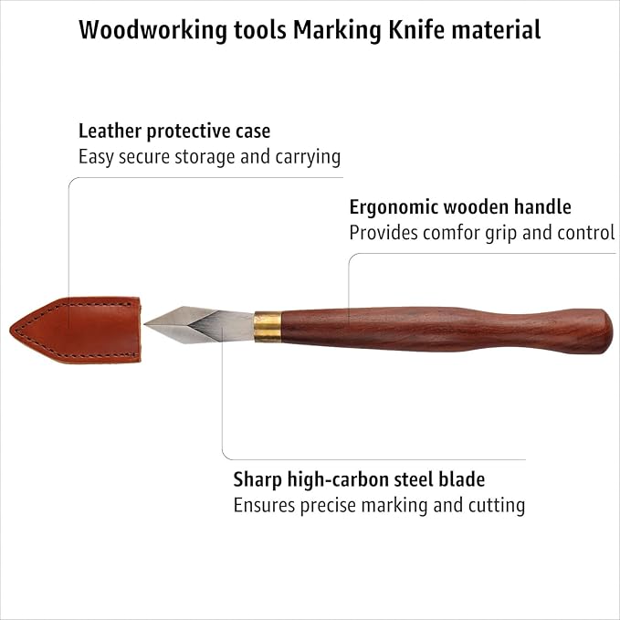 Professional Woodworking Marking Knife – 7.09 Inch Layout Woodworking Tools, Sharp Stainless Steel Blade, Hardwood Handle, Precise Wood Working Tools and Accessories for Carpenter, Carpentry