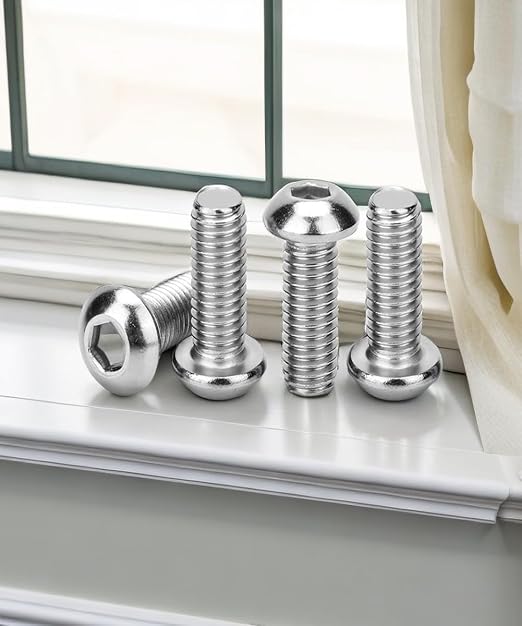 Metuja M8-1.25x25mm 25Pcs, Button Head Socket Cap Bolts Screws, Stainless Steel, Professional Set Screw, Clear and Complete Full Thread, Silver Bright Finish Furniture Bolt, Allen Hex Drive