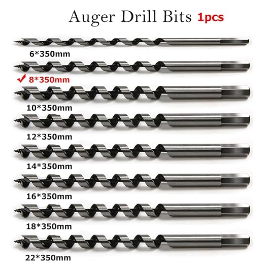 SagaSave 8 * 350mm Wood Auger Drill Bit, Ship Auger Long Drill Bit for Soft and Hard Wood, Plastic, Drywall and Composite Materials, 1Pcs