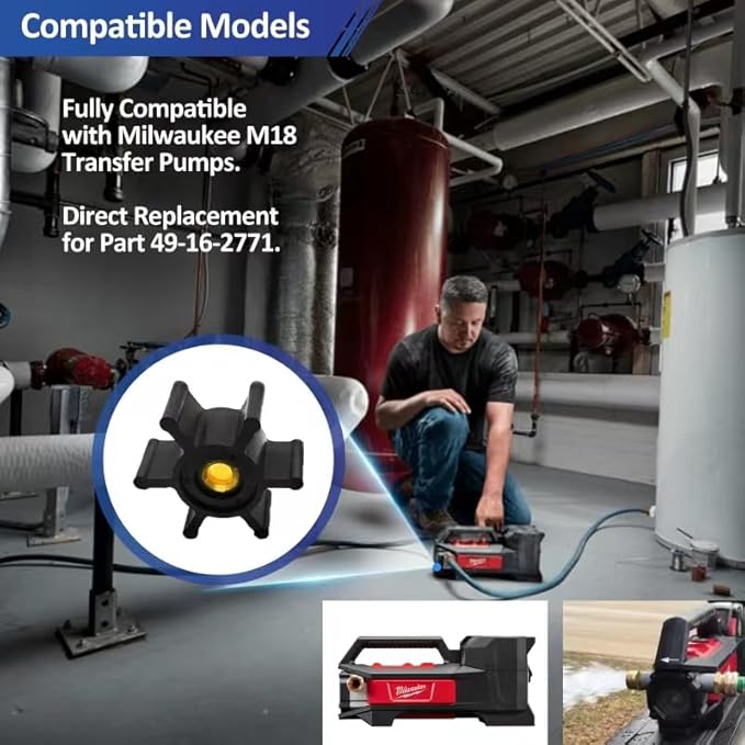 REPLACEMENTKITS.COM 2 Pack Impeller, O-Ring Kit & Oil Seal Complete Replacement Kit, Fully Compatible with Milwaukee M18 Transfer Pumps (Replaces Part 49-16-2771)