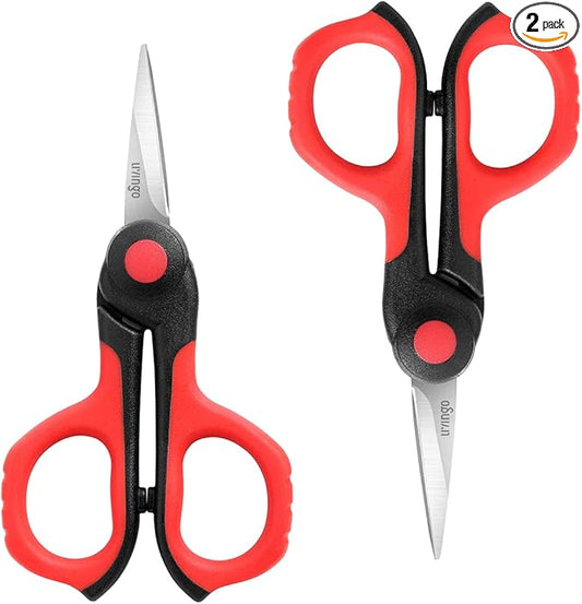 LIVINGO 4.5??Small Sharp Embroidery Scissors, Precise Detail Pointed Tip Stainless Steel Shears for Cutting Fabric, Needlework Thread Yarn Craft Sewing, Scrapbook, Paper, 2 Pack Red/Black