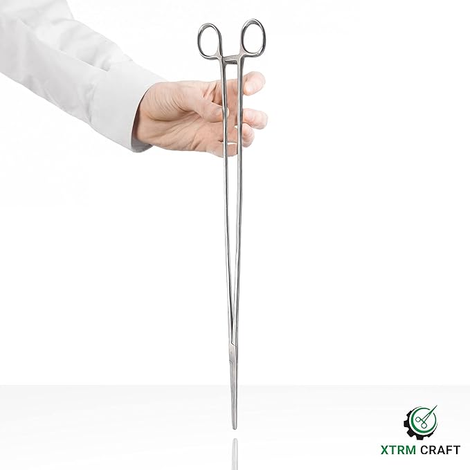 Pean Hemostat Straight and Curved Multipurpose Locking Tweezer Clamps Serrated, Stainless Steel - Hemostats for Nurses, Fishing Forceps, Crafts and Hobby