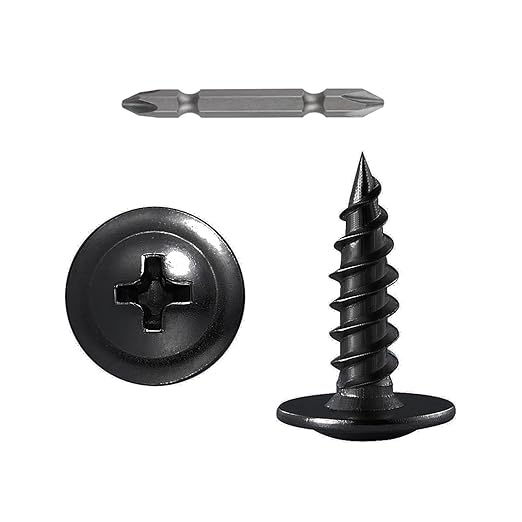 (300 pcs)#8횞3/4" Black Truss Head Wood Screws Quick Metal Self Tapping Zinc Oxide