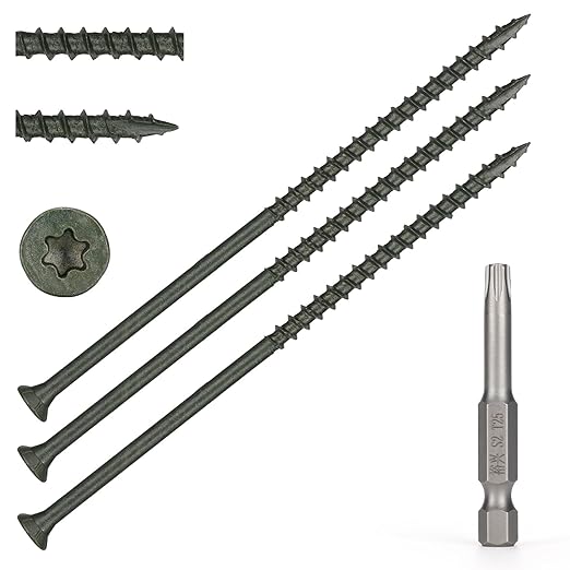 Wood Screws #10 x 5?쇺? T25 Star Torx Drive Flat Head Deck Screws, Green, 42Pcs (1lb)