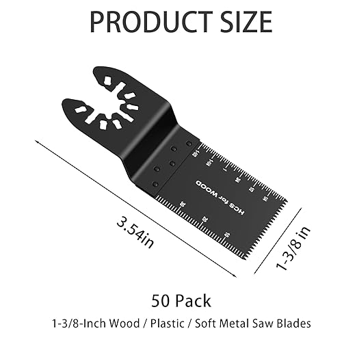 50Pcs Oscillating Tool Blades Professional Universal Oscillating Saw Blades Wood Multitool Blades Compatible with Dewalt, Milwaukee, Ryobi, Rockwell, Bosch