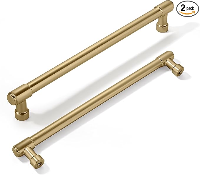 khtumeware 2 Pack 8 Inch(203mm) Champagne Bronze Kitchen Cabinet Pulls Satin Brass Cabinet Pulls Brushed Gold Kitchen Cabinet Hardware for Cupboard Drawer Pulls Dresser Handle