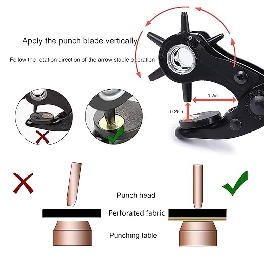 Leather Hole Punch,Belt Hole Puncher for Leather, Revolving Punch Plier Kit for Watches, Handbags, Punch Tool for Belts Diameter : 4.5/4 /3.5/3/2.5/2mm.