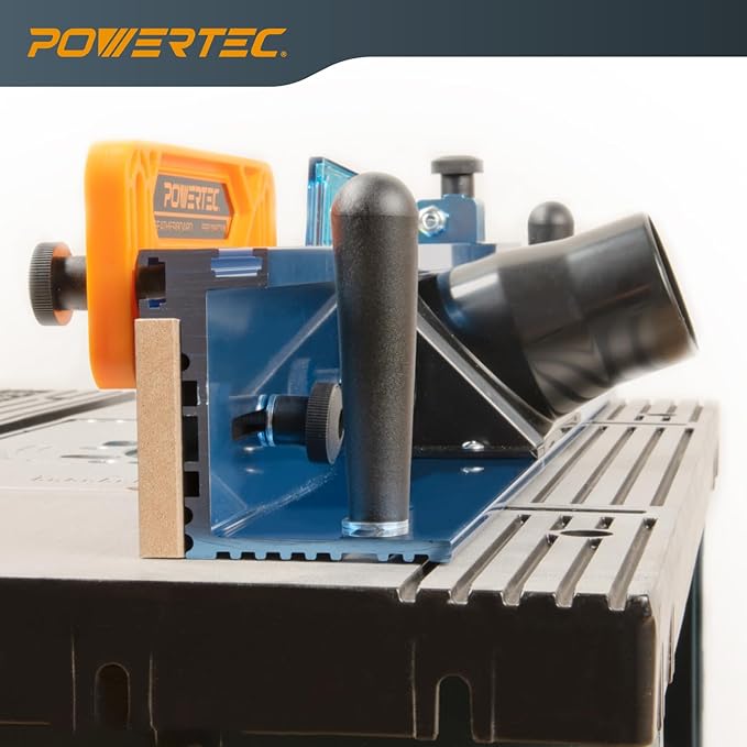 POWERTEC 72032 Deluxe Router Table Fence System 3-3/8" Tall 24" Long and Rail Coping Sled for Router Tables, Professional Precise Cutting Rail for Cabinet Door Joints, Drawers and Woodworking