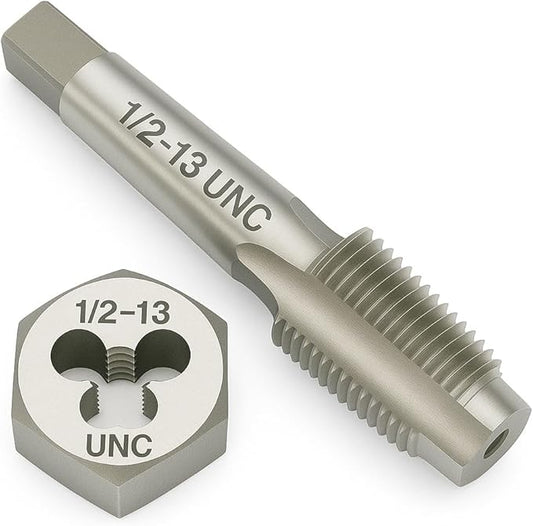 Yamesh 1/2"-13 Thread Tap and Die Set HSS Tap with GCr15 Alloy Steel Hex Die Right Hand Thread Repair Tool for Metalworking and Machinery