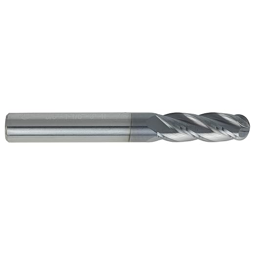 CME 5 pcs Micrograin Carbide End Mills, Ball Nose, TiAlN Coated, 3/8" Mill Diameter, 7/8" Length of Cut, 2 1/2" Overall Length, 4 Flute, Center Cutting