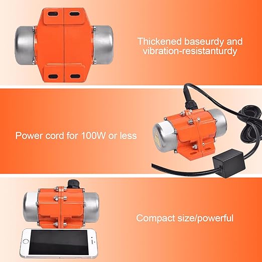 ATO Concrete Vibrator, 1 Phase 100W Vibration Motor AC 110V 3600rpm, Aluminum Alloy Vibrating Vibrators for Shaker Table竊똷ith CE Certificate (100W with Speed Controller)