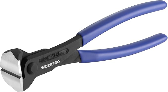 WORKPRO 8 Inch Nail Puller, End Cutting Pliers - Black Finish Chrome Vanadium Steel, High Leverage End Cutting Nipper, Carpenters Pincers, End Snips for Pulling Nails or Cutting Wires