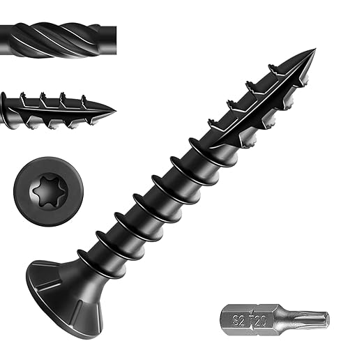 #8 * 1-1/4" Black Deck Screws, (1167pcs) 5 lbs.Exterior Wood Screws, Rust Resistant Epoxy Coated, Bronze, T20 Star Bit