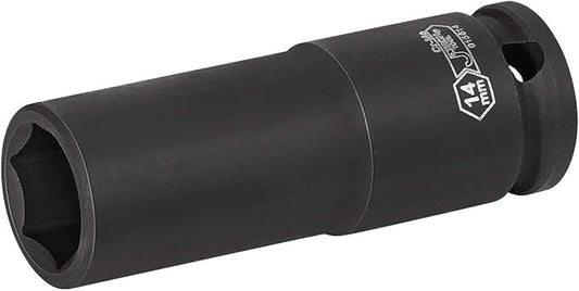 Jetech 3/8-Inch Drive 14mm Deep Impact Socket with 6-Point Design, Heat-Treated Chrome Molybdenum Alloy Steel, Metric