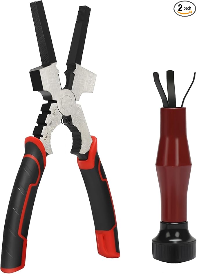 Welding Pliers,8 Inch,Chipping Hammer,Fine & Coarse Files,Hardened Wire Cutter,Tip Jaw, Pipe Jaws,Mig Nozzle Cleaner,Durable Forged Steel