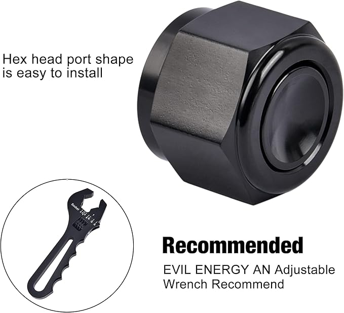 EVIL ENERGY 16AN Flare Cap Block off Fitting Plug Black 2PCS