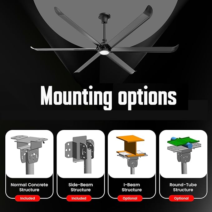 120 Inch Industrial Ceiling Fan PMSM Motor 10ft HLVS High Performance Indoor/Outdoor - Big Ceiling Fan With Remote & Light for Warehouses,Garage,Patios,Gyms - 3 Year Warranty (Apollo 120")