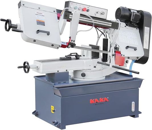 KAKA INDUSTRIAL Metal Band Saw,10Inch (254mm) Swivel Base, 45°Angled Cutting, Hydraulic 4-Speed, 2HP, 220V Single-Phase, Metal Cutting Band Saw For Steel Beams Pipes Structural Fabrication, BS-1018R
