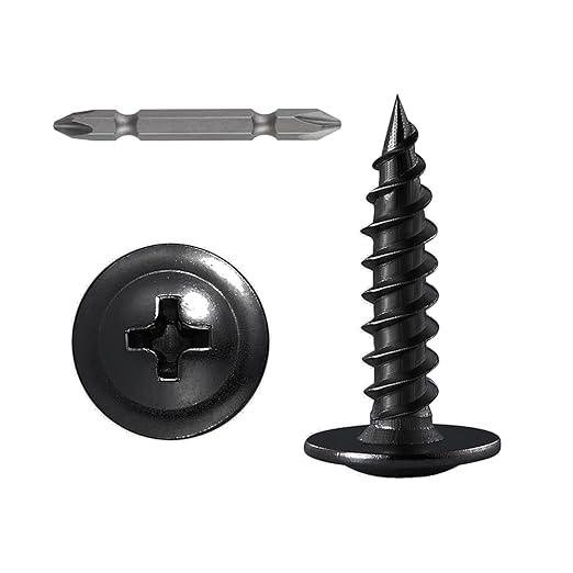 (250 pcs)#8횞1" Black Truss Head Wood Screws Quick Metal Self Tapping Zinc Oxide