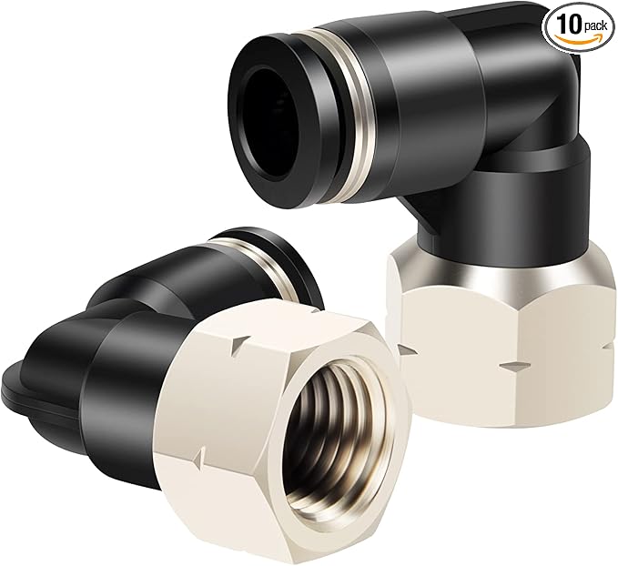 TAILONZ PNEUMATIC Female Elbow 5/32 Inch Tube OD x 1/4 Inch NPT Thread 90 Push to Connect Fittings PLF-5/32-N2 (Pack of 10)