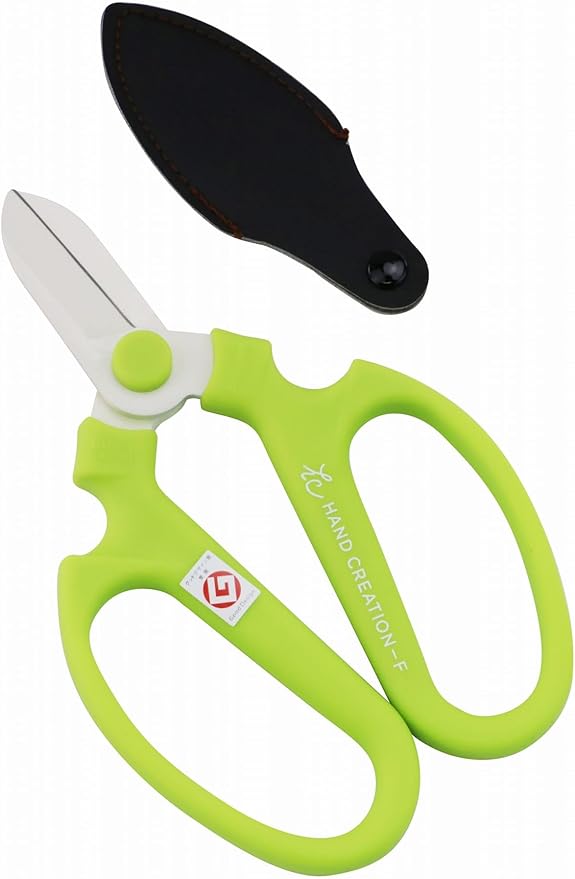 Japanese Florist Scissors ??Professional Ultra Sharp Flower Shears Made in JAPAN for Floral Design & Gardening SAKAGEN HAND CREATION F-170 (Light Green)