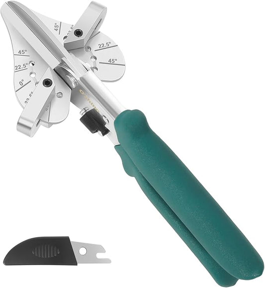 O?셎hine 22.5 Degree Long Handle Miter Shears For Angular Cutting Molding Wood Crafting, Quarter Round Cutting Tool Shoe Molding Cutters, Multi Angle Trim Cutter Hand Tool, w/ 1pc Extra Blade