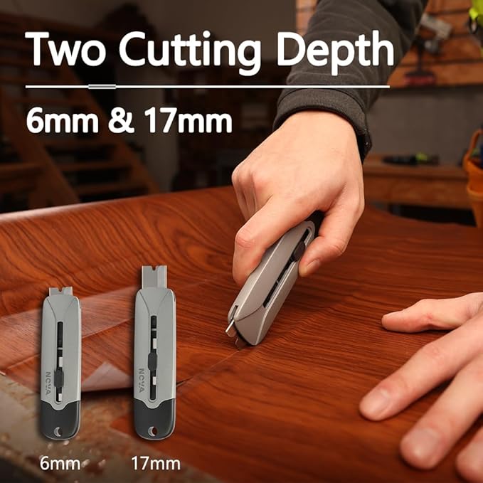 Nova 2 in 1 Scraper Utility Knife with Extra10 Metal Razor Blades +10 Plastic Blades, 2 Cutting Depth of Box Cutter, Multi-Purpose Cleaning and Cutting