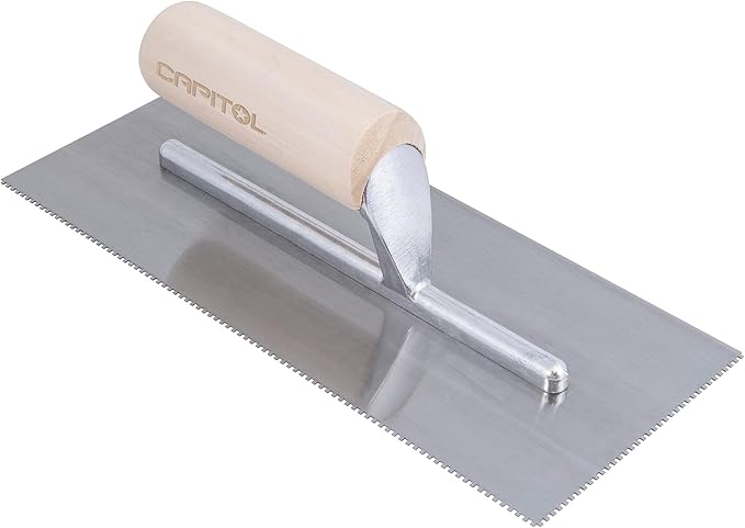 Capitol 115110 Professional Flooring Adhesive Trowel-1/16??x 1/16??x 1/16??Square-Notch, Silver/Light Wood