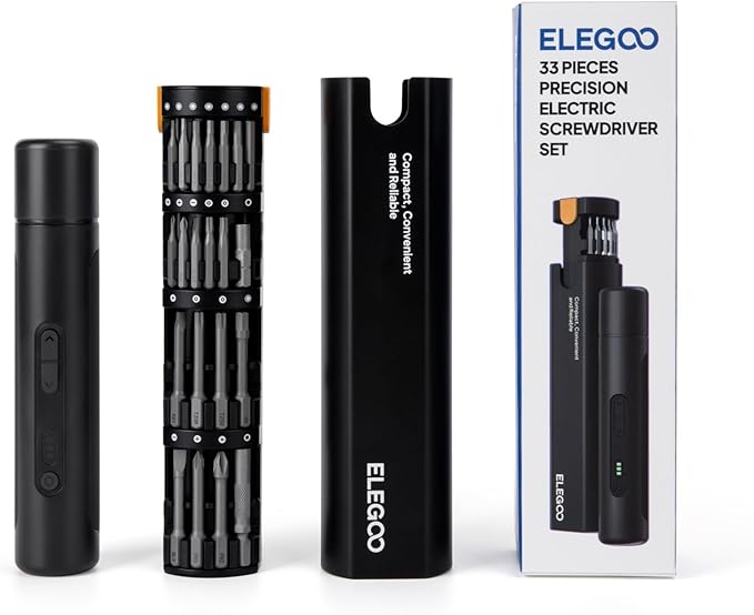 ELEGOO 35-in-1 Electric Screwdriver Set with LED and 33 Magnetic Bits, Type-C Rechargeable 1500mAh Battery, Precision Power Tool Kit for 3D Printer Maintenance, Small Electronics Repairs, Engineers