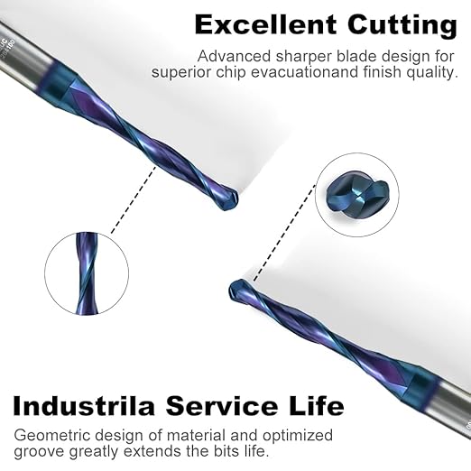 Up Cut Ball Nose Router Bit for CNC, 1/8 inch Cutting Diameter and 1 inch Cutting Length 1/4 inch Shank with NACO Coated Carbide End Mill for Wood Side Milling End Milling, Finish Machining