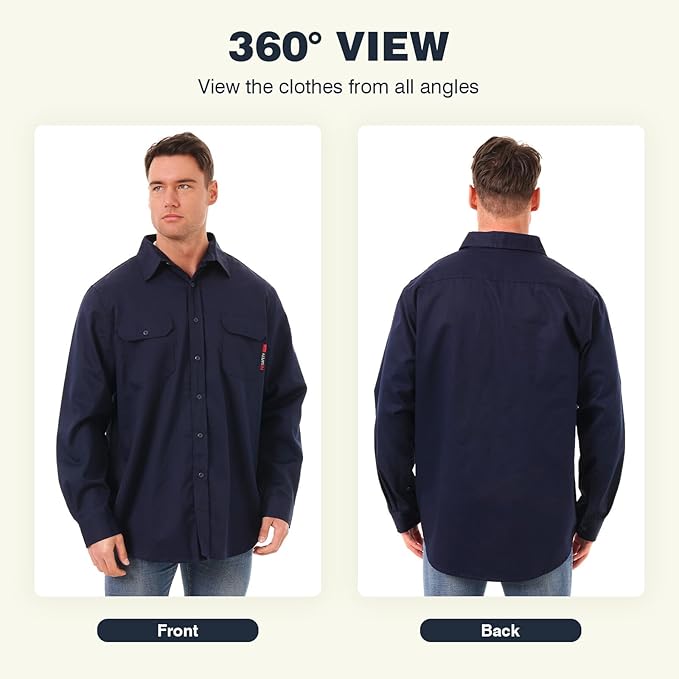 SKSAFETY 7oz FR Shirts for Men, Welding Shirt Hi Vis Flame Resistant 100% Cotton Fire Retardant Longsleeve Shirt CAT2