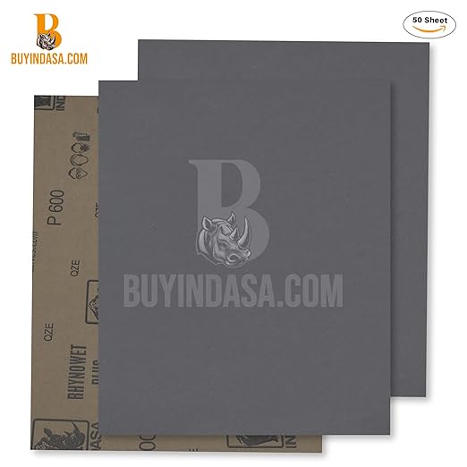 Indasa 50 PCS 9x11??Wet & Dry Sandpaper Sheets, 120 GRIT, Rhynowet Clog-Resistant Abrasive for Wood, Metal, Auto, Paint & Clear Coat Finishing, Sand Paper Aluminum Oxide, Plusline