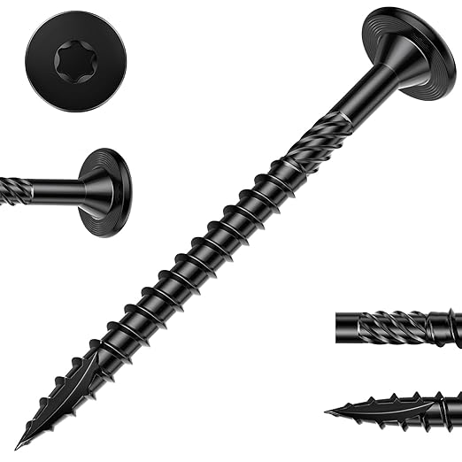 #14 Heavy-Duty Wood Screws, Star Drive Deck Screws, Rust Resistant Timber Screws for Timber/Log/Landscaping Wood (10 Inch,100Pcs,Black)