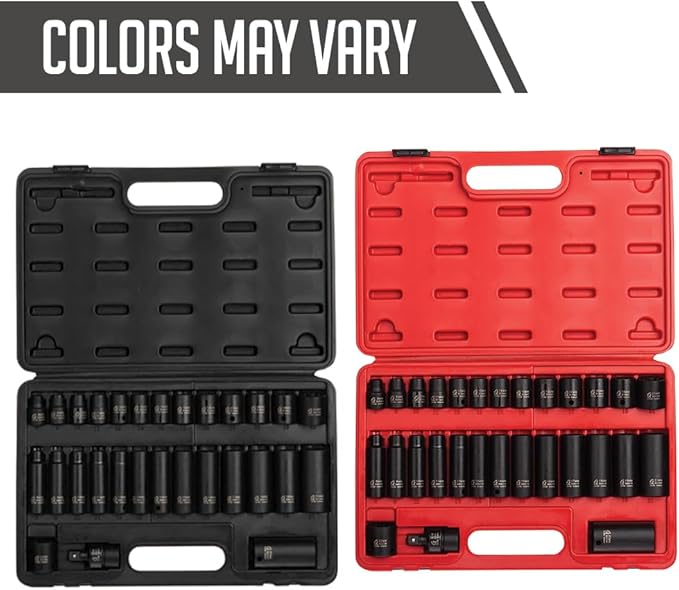 SUNEX TOOLS 3330, 3/8 Inch Drive Master Impact Socket Set, 12-Point, 29-Piece, Metric, 8mm-22mm, Standard/Deep, Cr-Mo Steel, Heavy Duty Storage Case, Includes Universal Joint