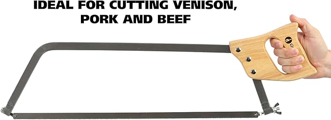 GreatNeck BUS22 Bone Saw 22 Inch, Game and Meat Saw, Solid Steel Frame, High Carbon Blade, Hardwood Handle, Meat Processing Equipment