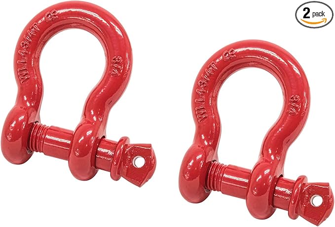 Mytee Products 3/4" Anchor Shackle Forged Carbon Steel w/Alloy Screw Pin Load Limit # 4.75 Tons 9,500 lbs Double Rust Protection Heavy Duty D Ring Shackle for Towing, Rigging & Vehicle Recovery 2 Pk