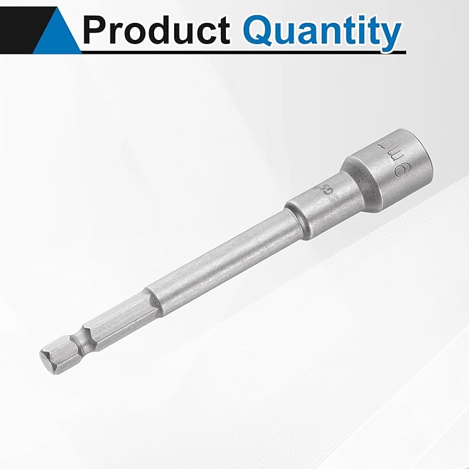 HARFINGTON Nut Driver Drill Bit 9mm Metric Socket 1/4" Hex Shank 3.94" (100mm) Long Magnetic 6-Point Sockets Quick Change CR-V Steel Bolt Setters for Power Drill Drivers